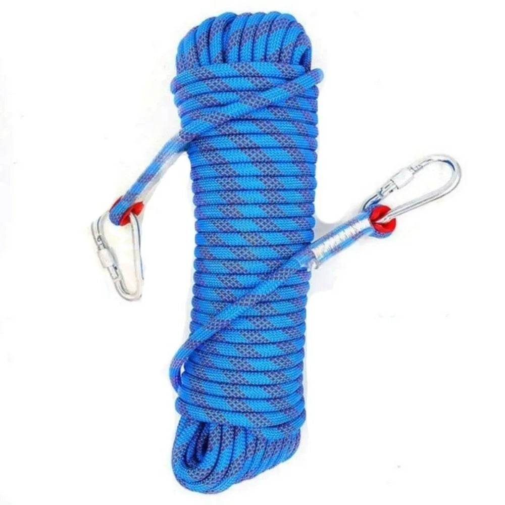 Heavy Duty 10mm Outdoor Utility Rope 20m with Steel Hooks for Camping Rigging and Load Securing