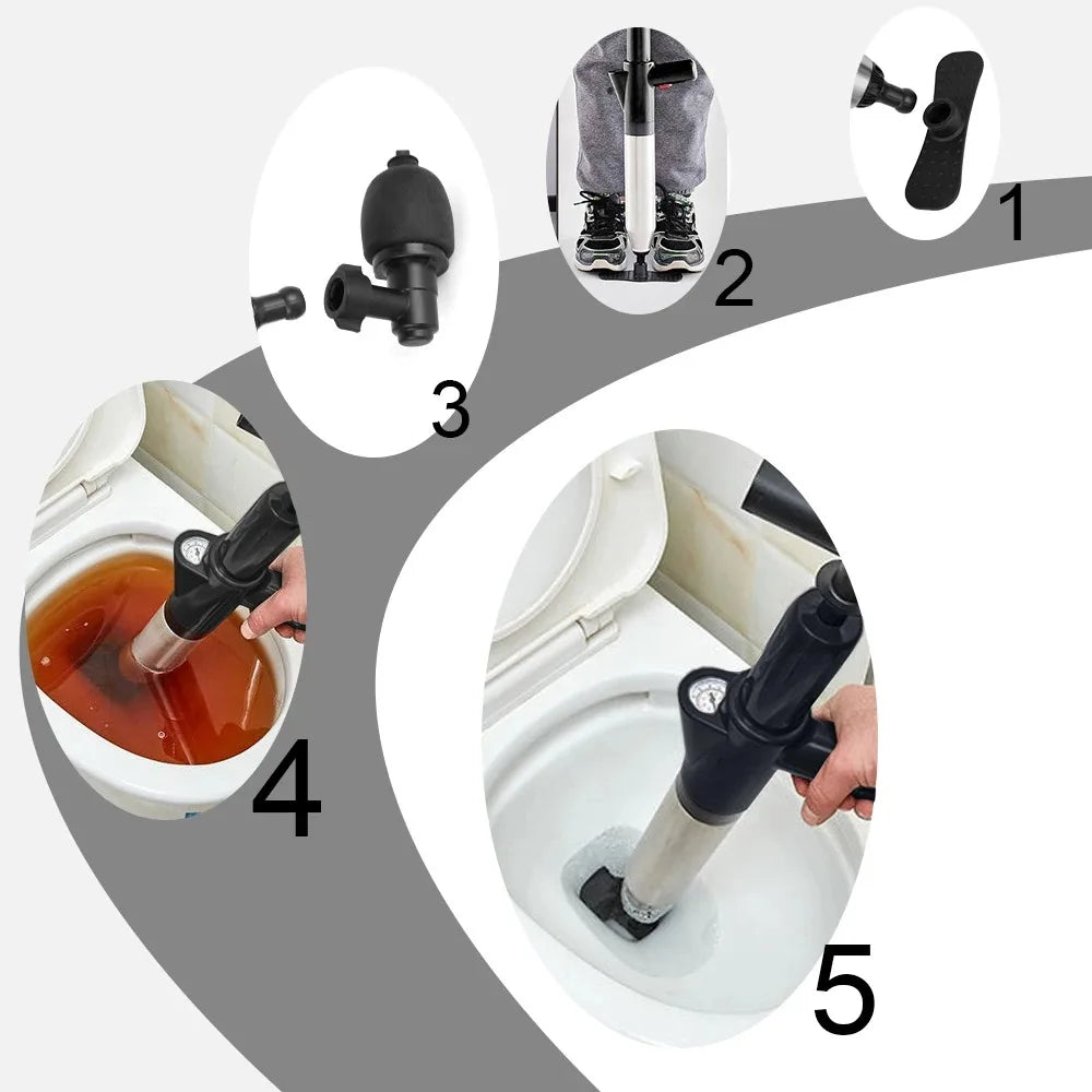 Manual Air Pressure Drain Cleaner Portable Toilet and Sink Unclogger Pump Tool