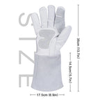 Extra Long Heat Resistant Leather Gloves 35cm Heavy Duty BBQ Workshop Welding Handling Pair