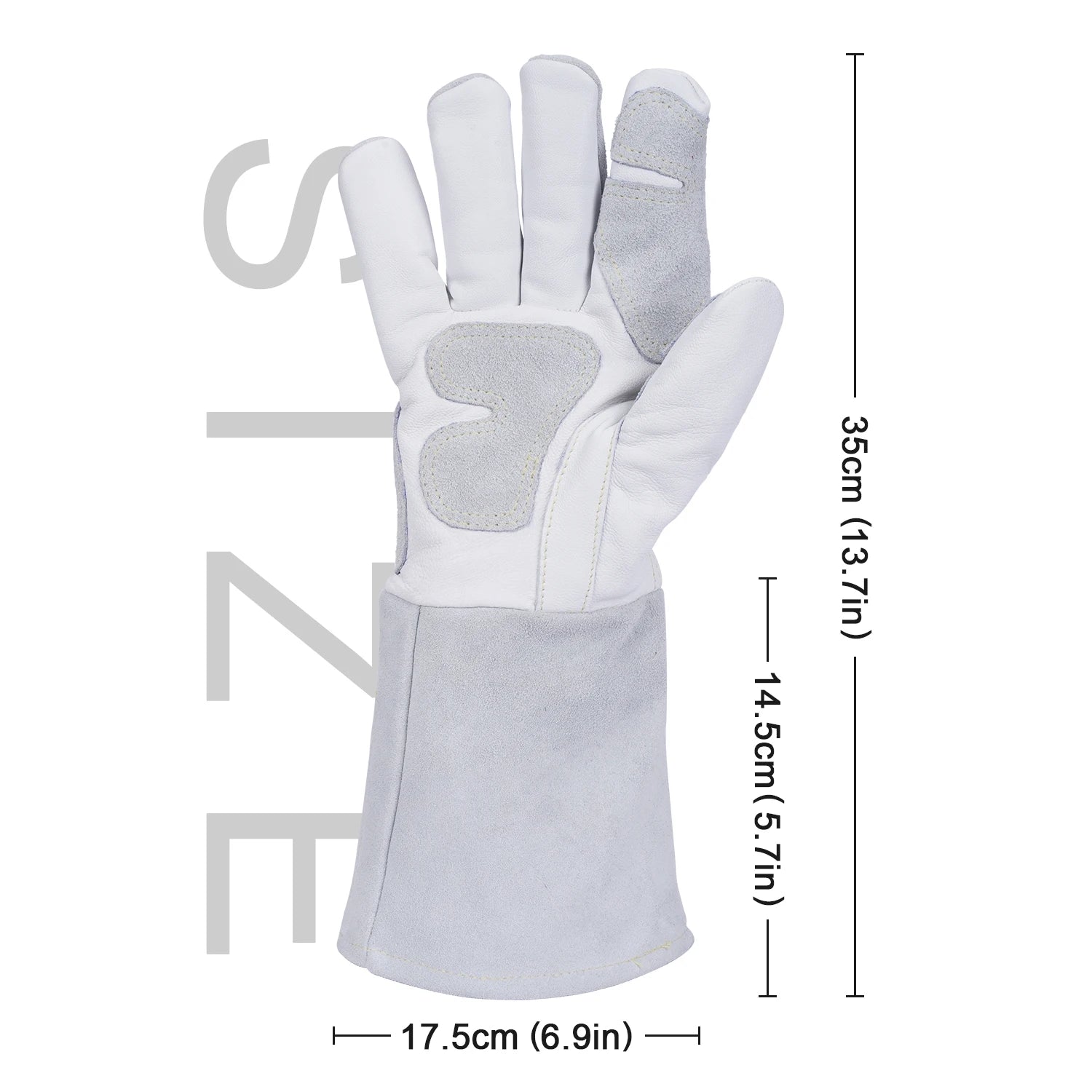 Extra Long Heat Resistant Leather Gloves 35cm Heavy Duty BBQ Workshop Welding Handling Pair