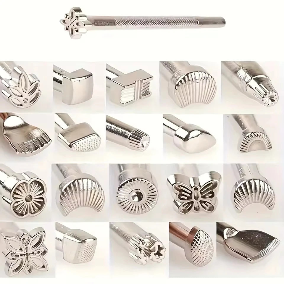 Craftsmanship DIY Leather Tools Leather Carving Printing Tools 20 piece set Printing Punching Leather Leather Bag Carving Knocki