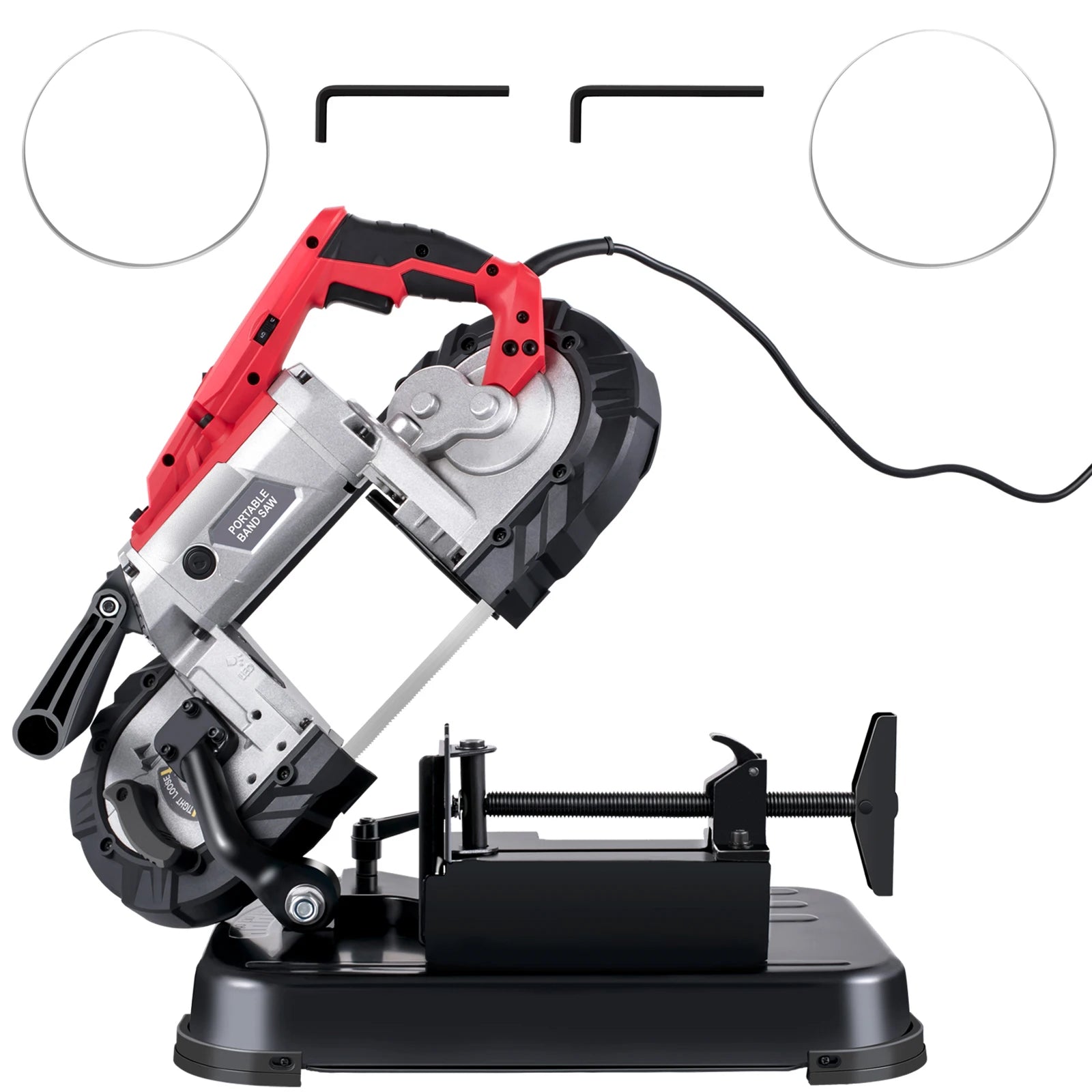 Portable Deep Cut Band Saw 1100W 12.7cm Cutting Capacity Variable Speed Metal and Wood Cutting Tool
