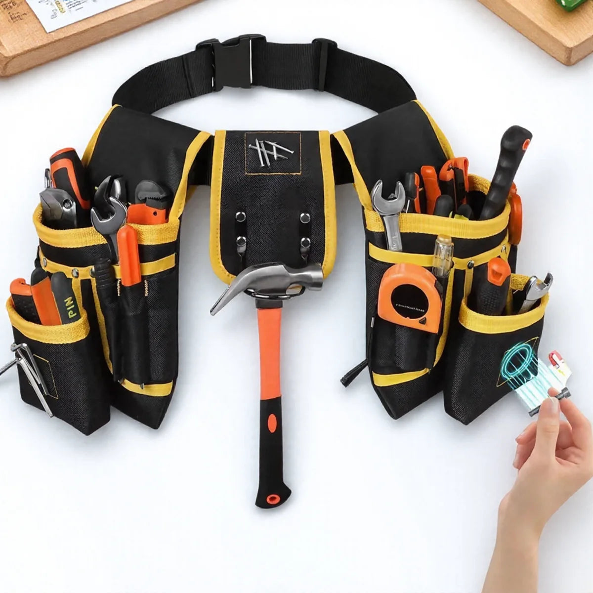 Heavy Duty Tool Belt 26 Pocket Adjustable Waist Pouch for DIY Trades and Workshop Use