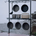 Detachable Aluminum Camping Table Organizer Rack with Shelf and Hanging Bar