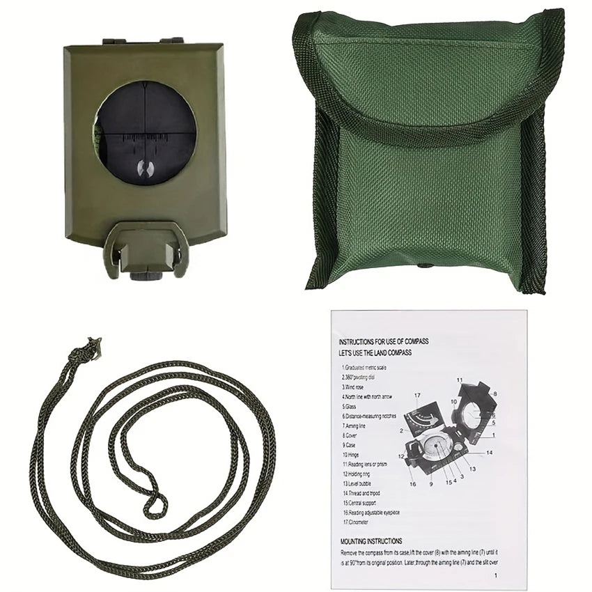 Waterproof Metal Compass with Noctilucent Display Portable Outdoor Navigation Tool for Hiking