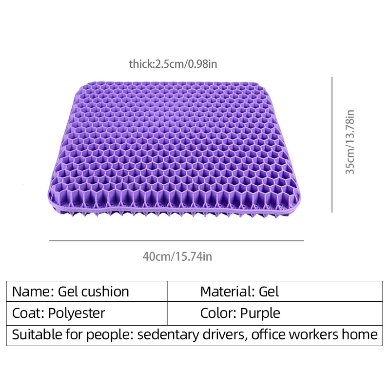 Breathable Gel Seat Cushion Honeycomb Design for Office Chair Car Seat Wheelchair Summer Cooling Pad