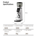 Portable Electric Coffee Grinder with Conical Burr 25 Grind Settings 200g Hopper 100W