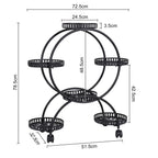 6 Tier Metal Plant Stand with Wheels 6 Pot Holder Rack for Indoor Outdoor Balcony Garden