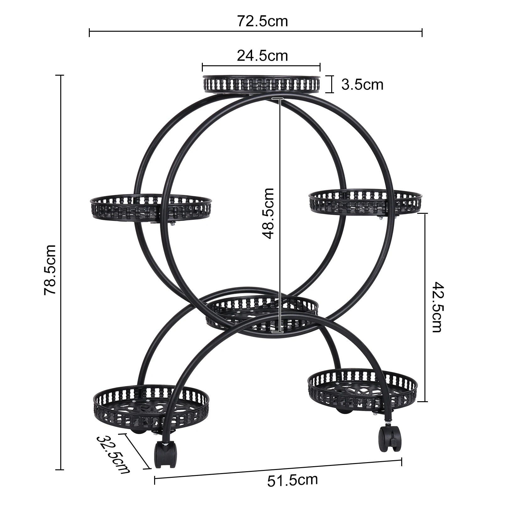 6 Tier Metal Plant Stand with Wheels 6 Pot Holder Rack for Indoor Outdoor Balcony Garden