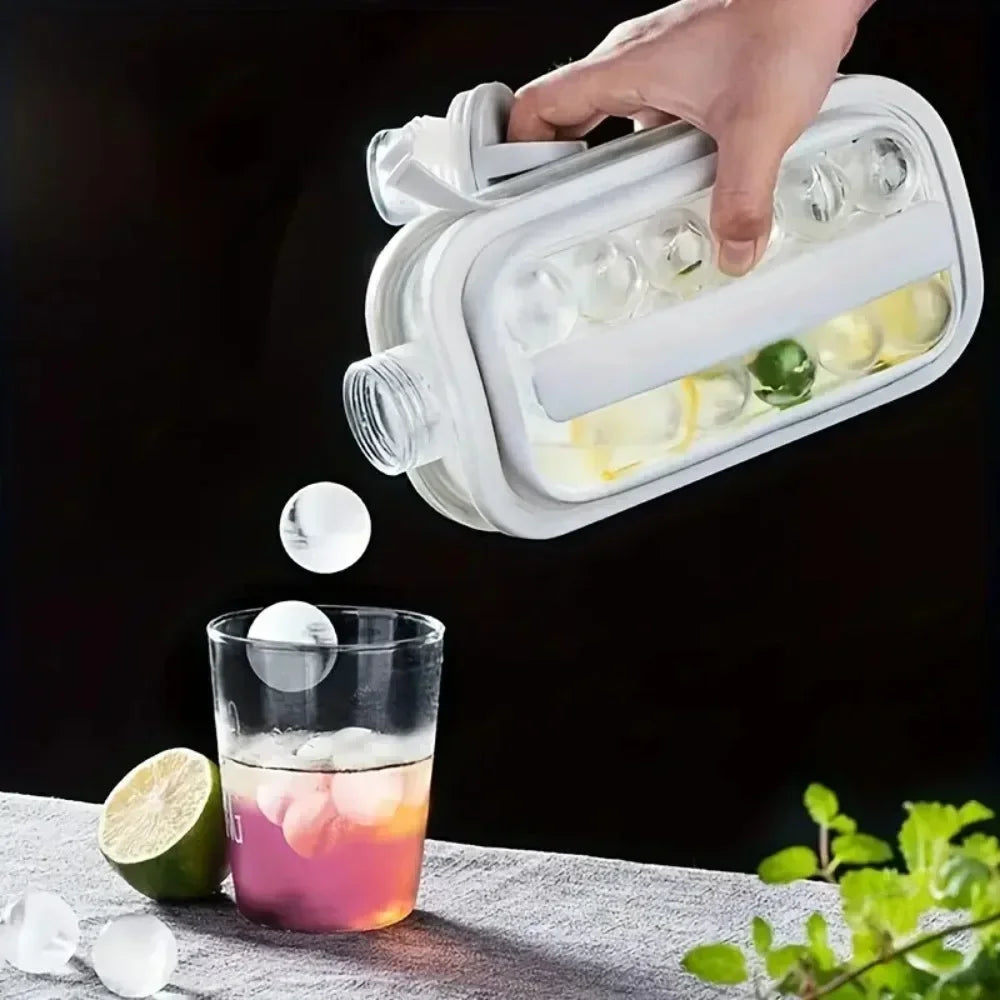 Portable 2-in-1 Ice Ball Maker Bottle with 17 Ice Cube Mold Tray for Whiskey and Cold Drinks