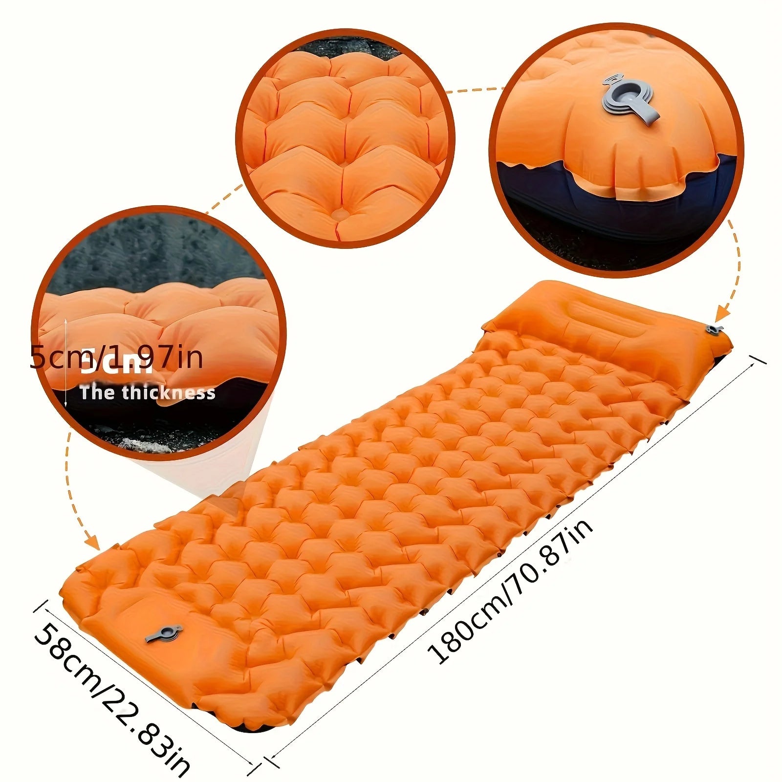 Portable Camping Inflatable Mattress with Built-in Pump, Waterproof Folding Outdoor Mat with Carry Bag