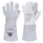 Extra Long Heat Resistant Leather Gloves 35cm Heavy Duty BBQ Workshop Welding Handling Pair