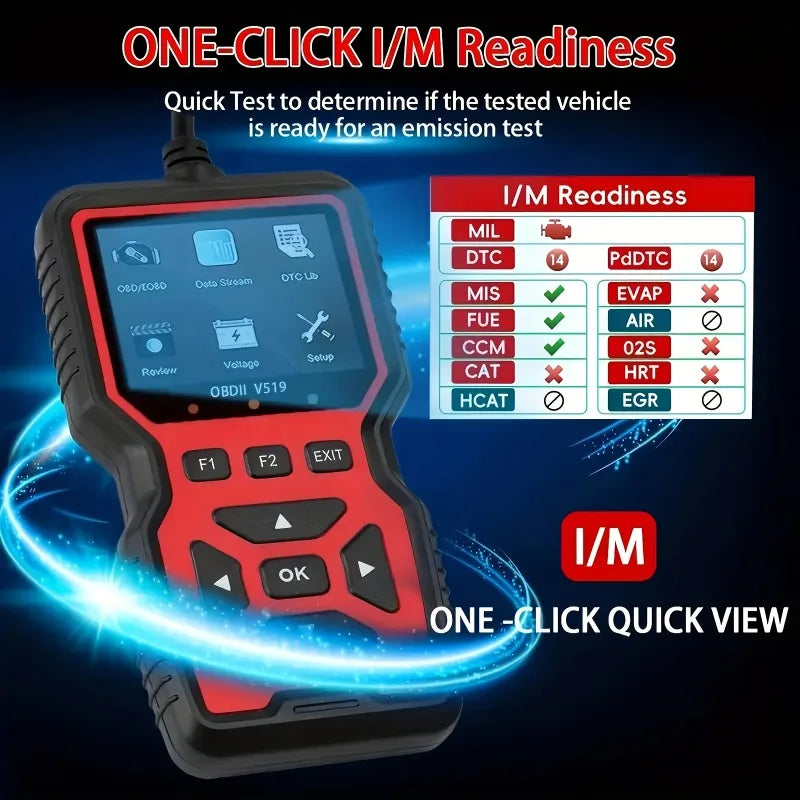 Portable OBD2 Code Reader with Live Data Display USB Powered Car Diagnostic Tool