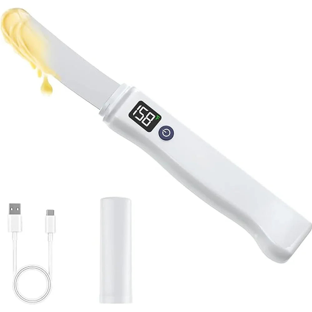 Rechargeable Electric Butter Knife Stainless Steel Blade USB Type-C Charging White