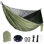 Portable Camping Hammock Set with Mosquito Net, Rain Fly Tarp and Straps for Hiking and Outdoor Camping