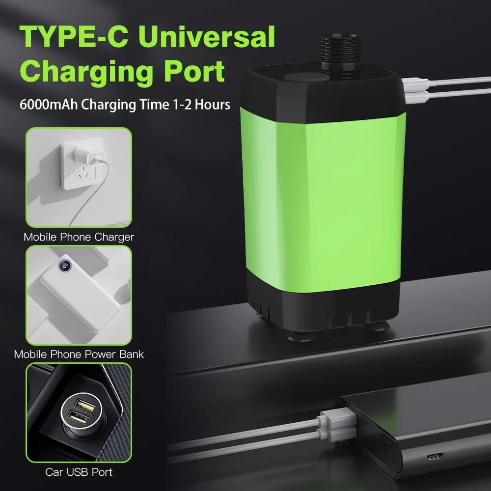 Rechargeable Outdoor Camping Shower Kit with Digital Display Adjustable Spray and 6000mAh Battery