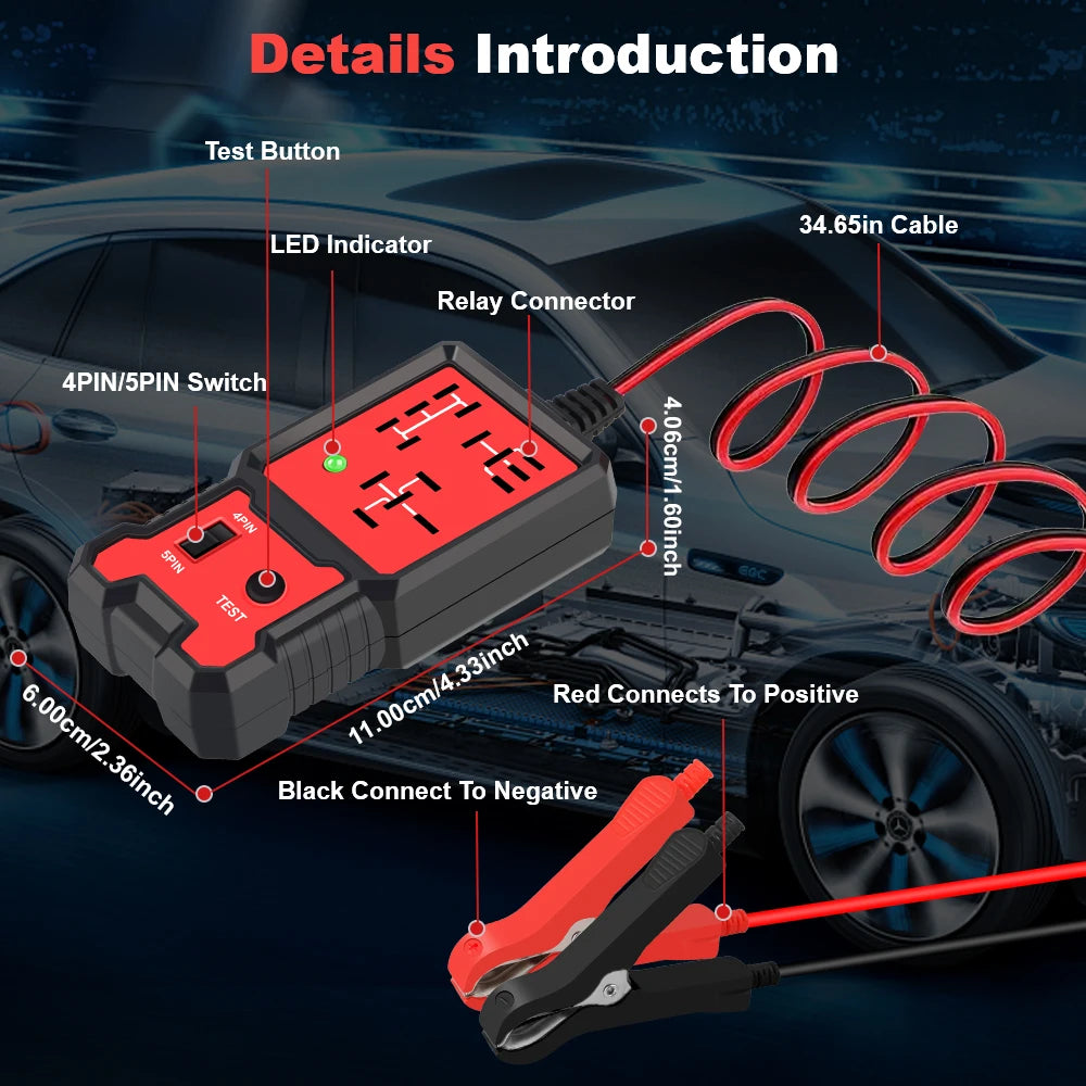 Portable 12V Car Battery Tester with LED Display Automotive Diagnostic Tool for Vehicle Circuits