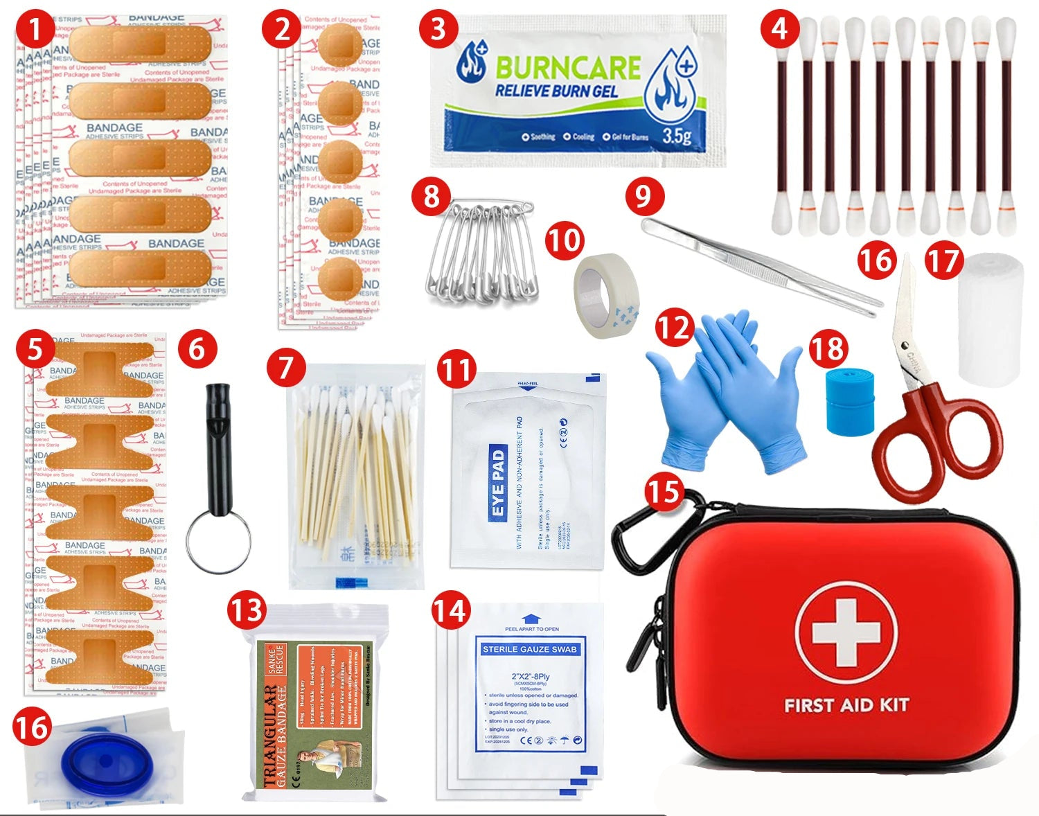 Compact 103-Piece Emergency First Aid Kit Portable Waterproof Case for Outdoor Travel Car Home