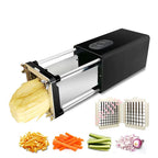 Electric French Fry Cutter Stainless Steel Potato Chips Slicer with 2 Interchangeable Blades