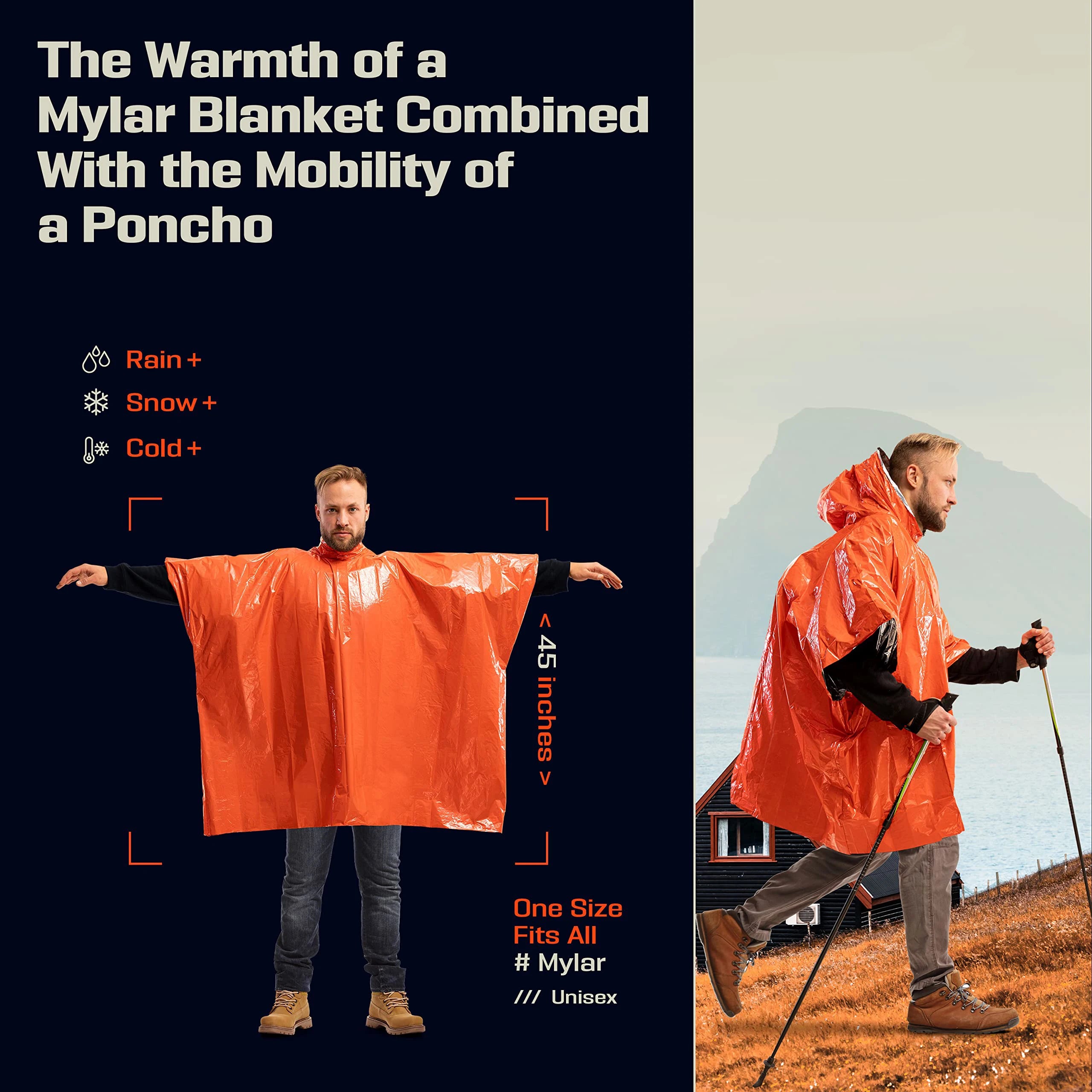 4 Pack Emergency Rain Ponchos with Hood Portable Waterproof Outdoor Rainwear for Camping Hiking Travel