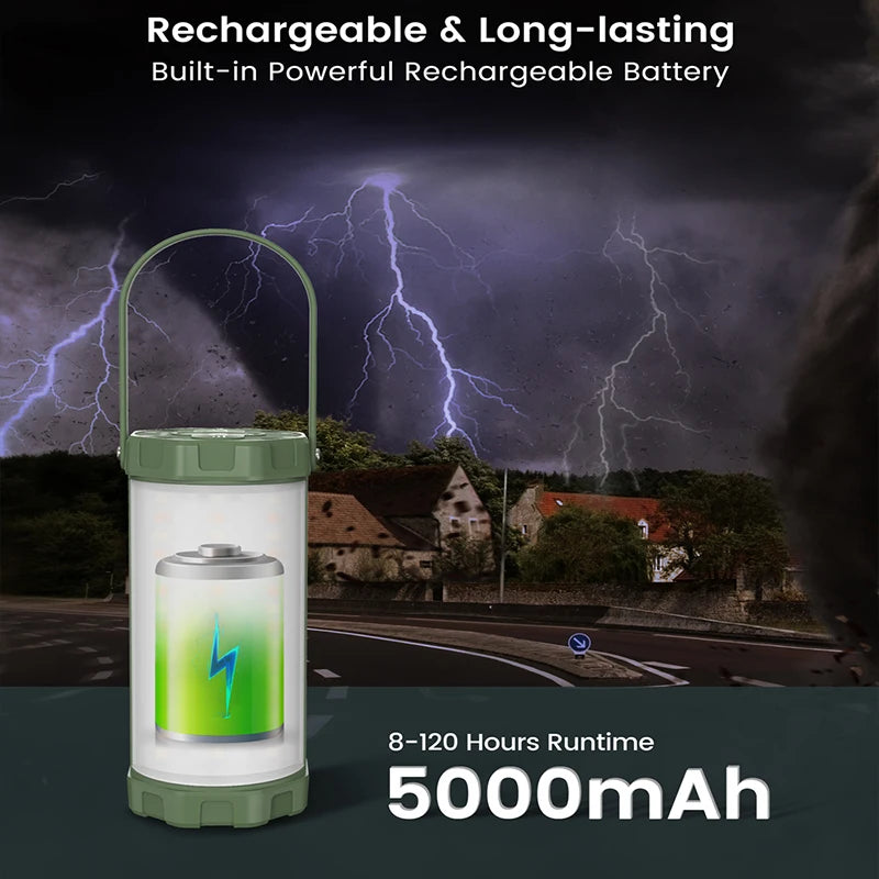 Rechargeable LED Camping Lantern with 106 LEDs, Power Bank, Waterproof Portable Outdoor Light