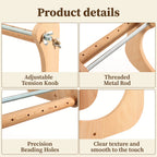 Adjustable Wooden Bead Loom Handcraft Weaving Tool for Bracelet and Jewelry Making