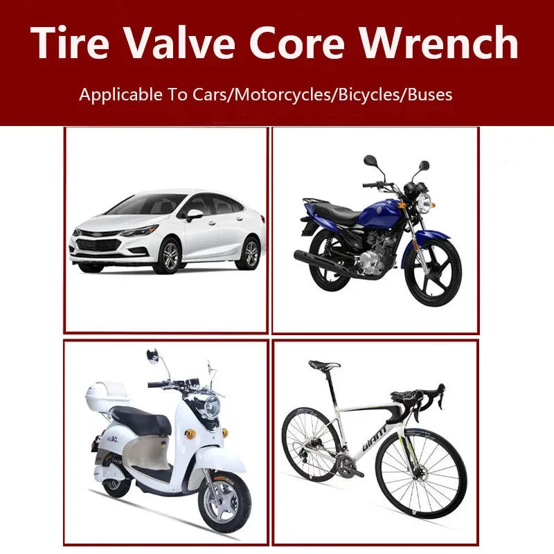 Portable Tire Valve Core Remover Tool with Slotted Handle for Car Bike Bicycle and Motorcycle Tire Repair