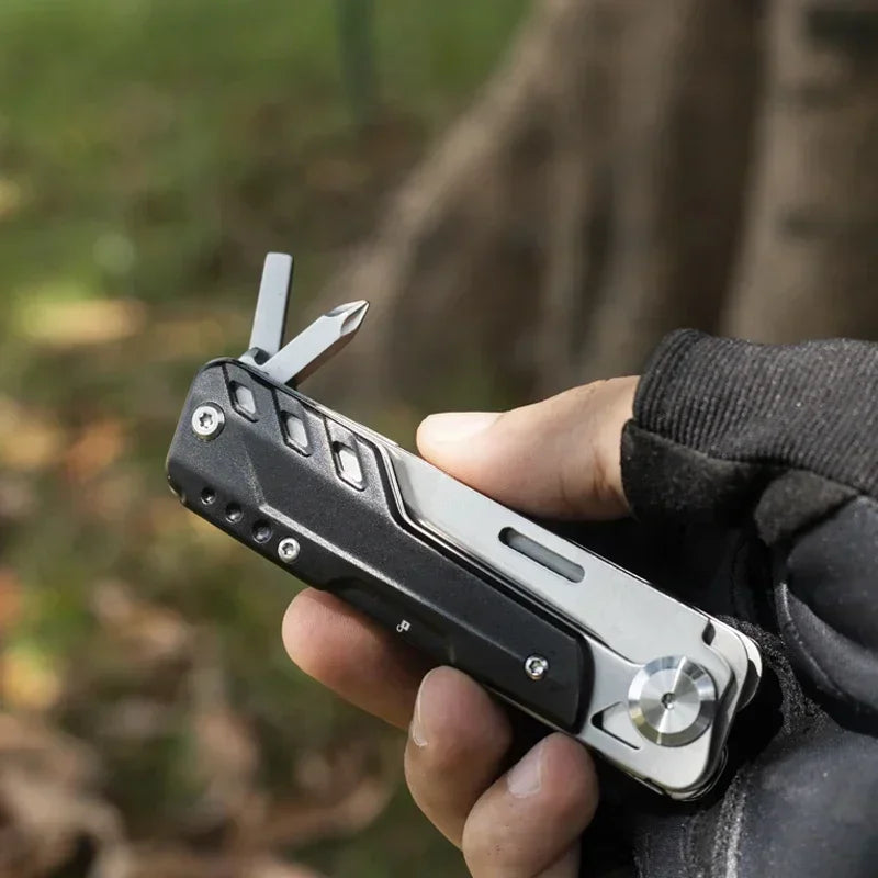 6-in-1 Stainless Steel Multi Tool with Scissors Screwdrivers and Folding Utility Blade Portable Pocket Tool