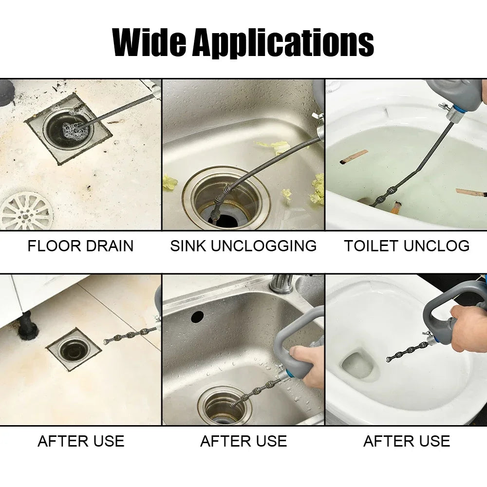 Portable Manual Drain Auger Pipe Cleaner with Flexible Steel Cable for Kitchen Sink, Bathroom and Sewer