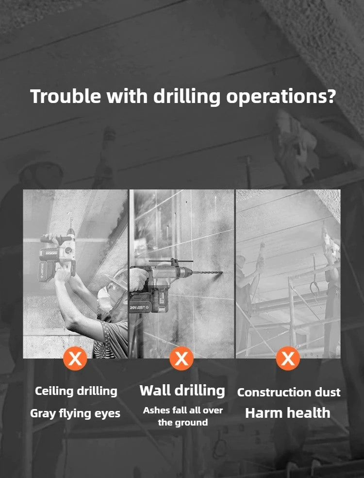 Drill Dust Collector Attachment Heavy Duty 35ml Visual Dust Box for Wall Drilling Tasks