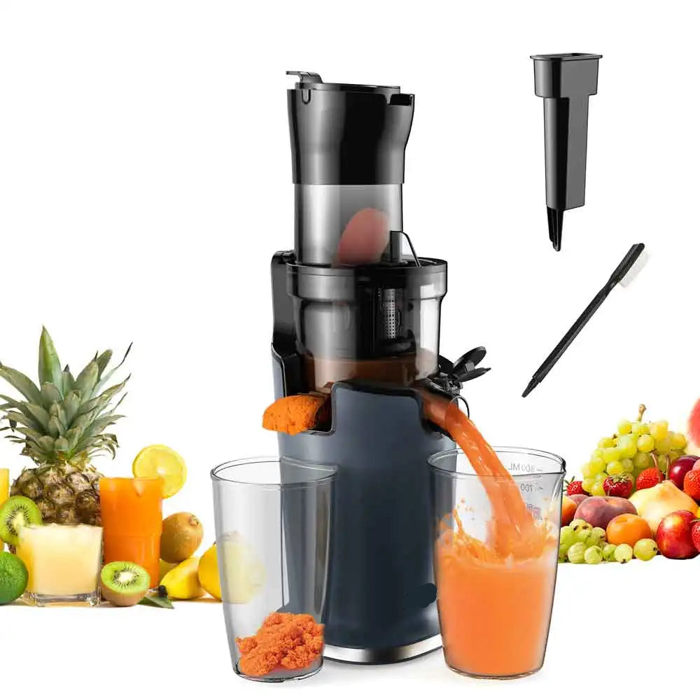 Portable Slow Masticating Juicer 200W with 78mm Wide Feed Chute for Fruit and Vegetable Juice