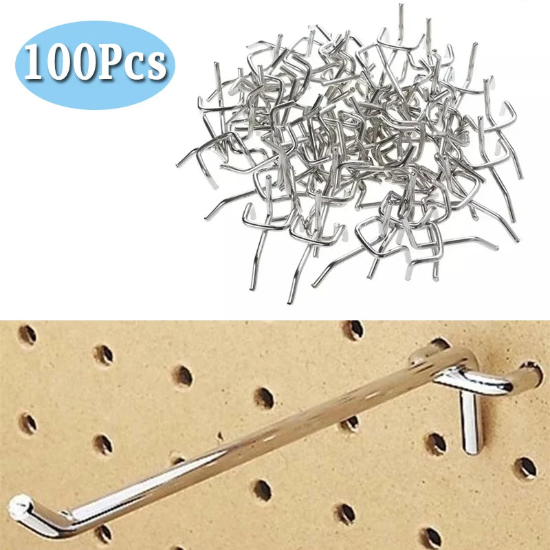 Heavy Duty 100 Piece Pegboard Hook Kit 3.3mm Carbon Steel Tool Storage Hangers for Garage and Workshop