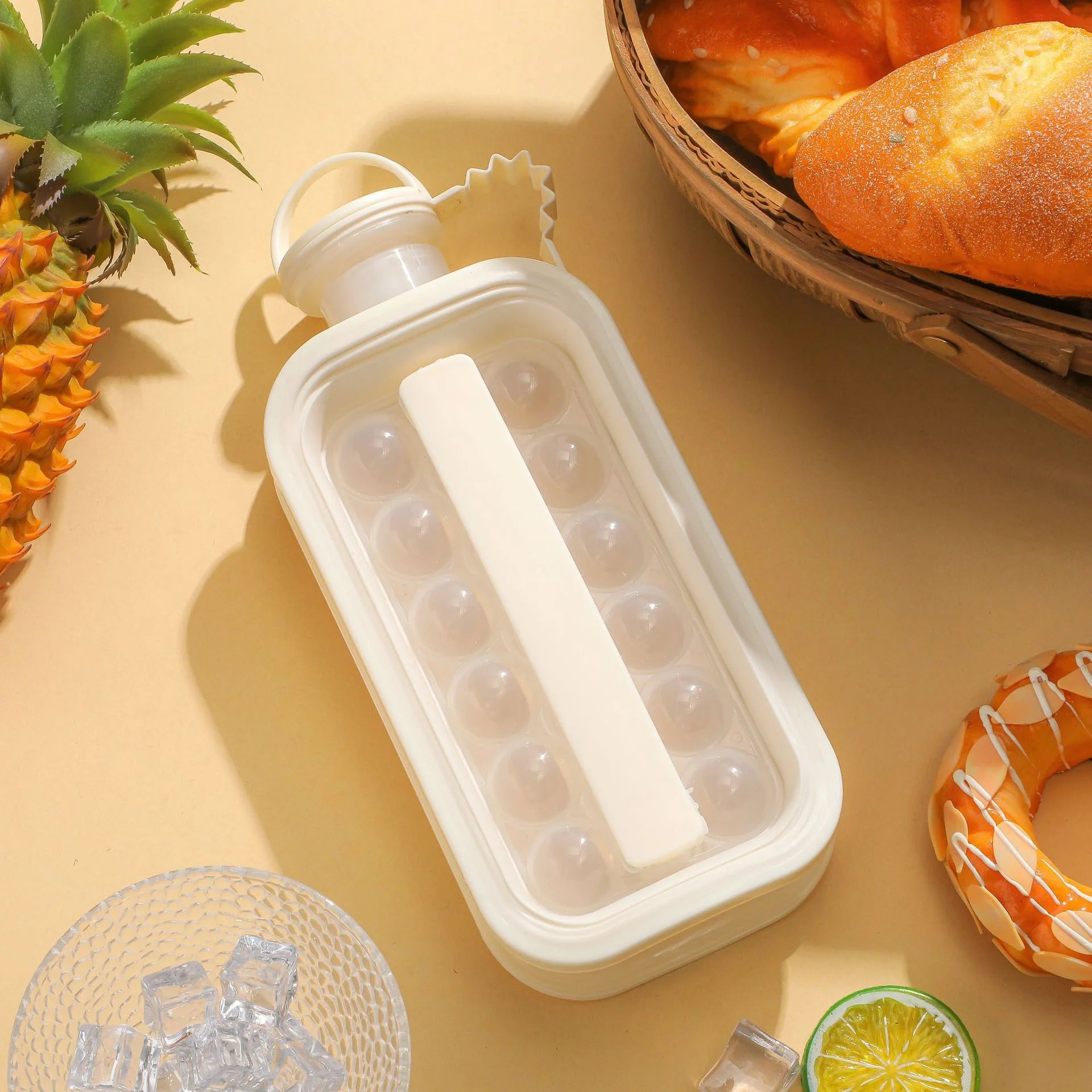 Portable 2-in-1 Ice Ball Maker Bottle with 17 Ice Cube Mold Tray for Whiskey and Cold Drinks