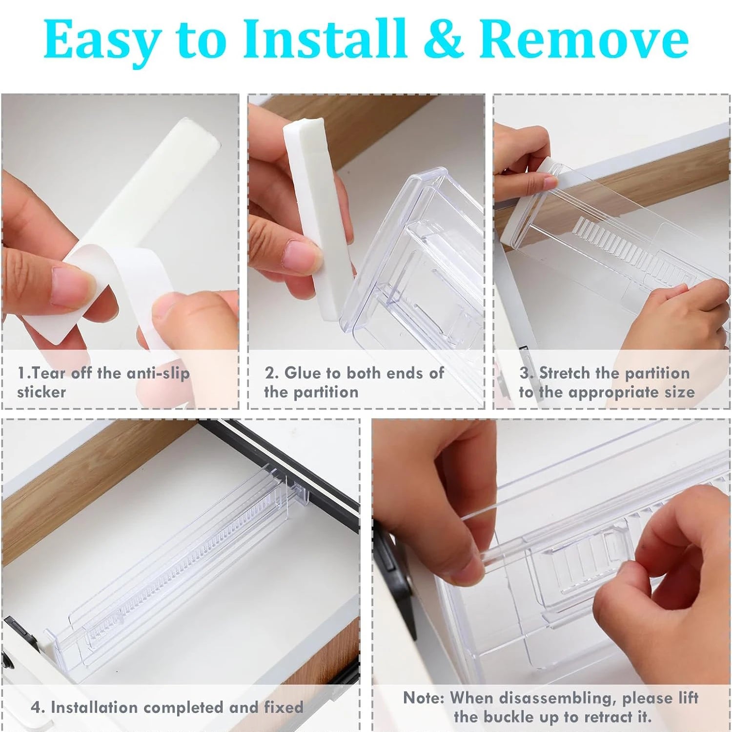 Adjustable Drawer Organizers 10 Pack Clear Expandable PS Plastic Storage Dividers for Dressers and Kitchen Drawers