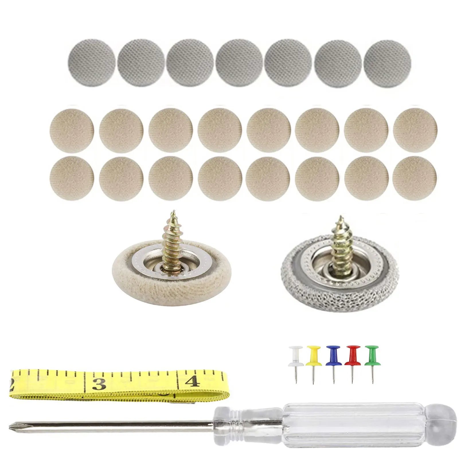 Universal Car Headliner Repair Buckle Kit 60 Piece Beige Roof Liner Fastener Set with Installation Tool