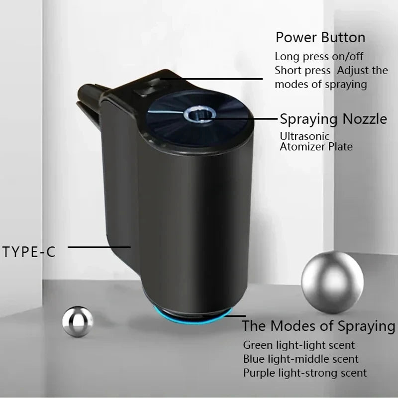 Electric Car Air Freshener Vent Clip Diffuser with 3 Liquid Fragrance Refills