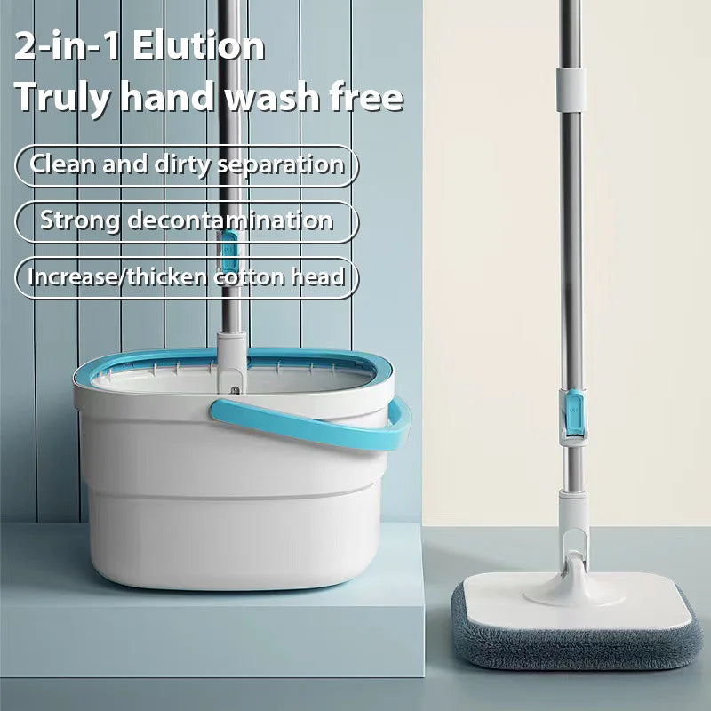 Automatic 360° Spin Mop for Floors with Stainless Tray, Telescopic Handle