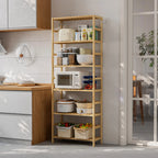 Bamboo 6 Tier Storage Shelf Tall Freestanding Rack for Books Plants and Bathroom