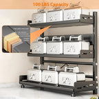 Adjustable Spice Storage Rack for Countertop 2 Tier or 3 Tier Metal Kitchen Organizer Shelf with Drawer Black