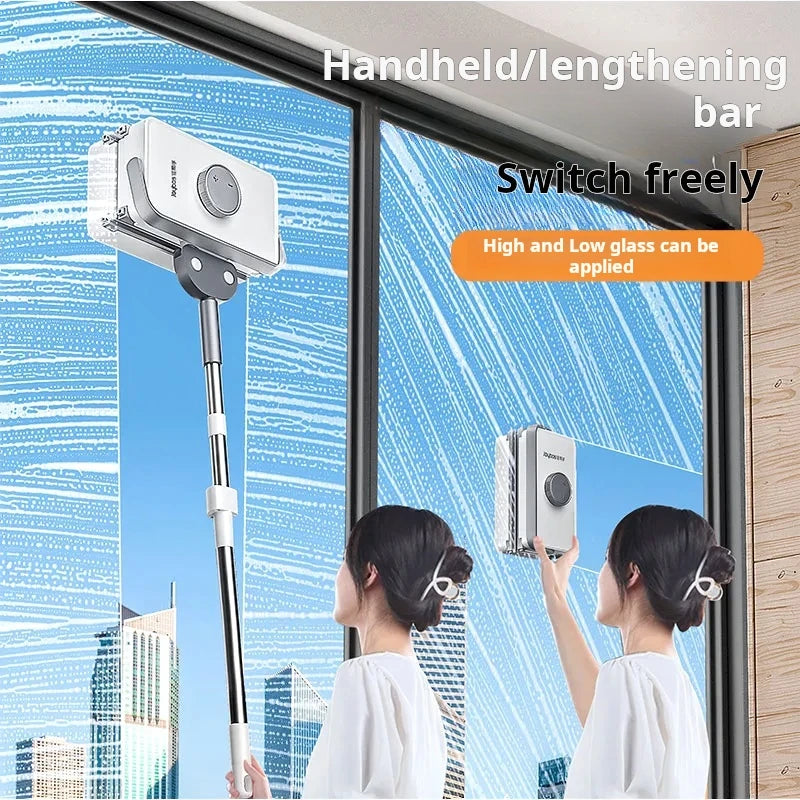 Double-Sided Magnetic Glass Cleaner with Adjustable 5-35mm Telescopic Rod