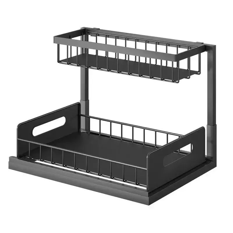 Under Sink Organizer 2 Tier Pull Out Cabinet Storage Shelf Metal Slide Out Kitchen and Bathroom Organizer