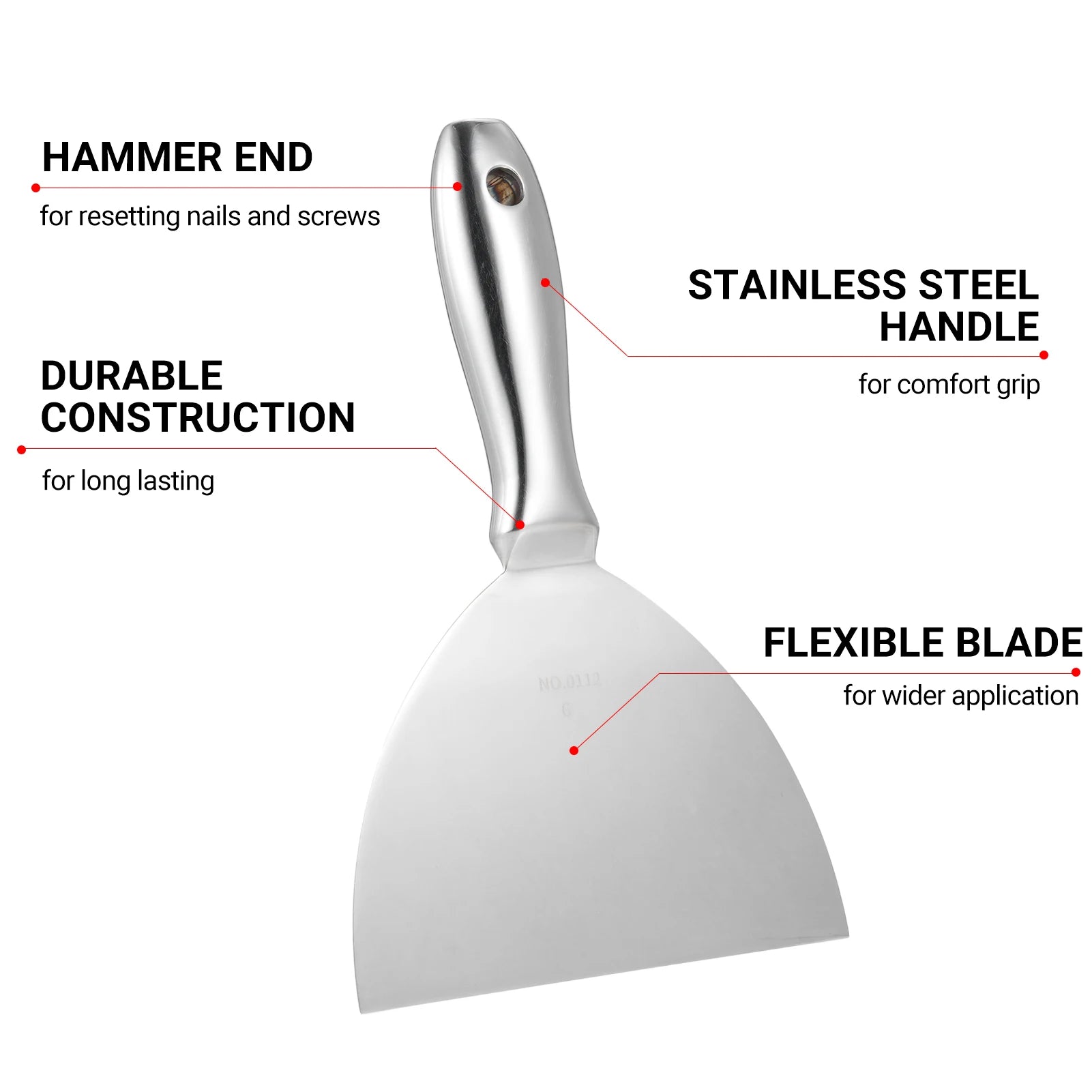 Heavy Duty Stainless Steel Scraper Putty Knife Set 7Pcs with Storage Bag