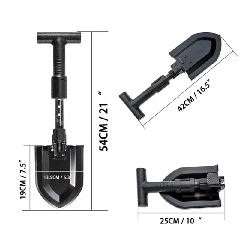 Compact Foldable Camping Shovel Adjustable Length Outdoor Garden Tool