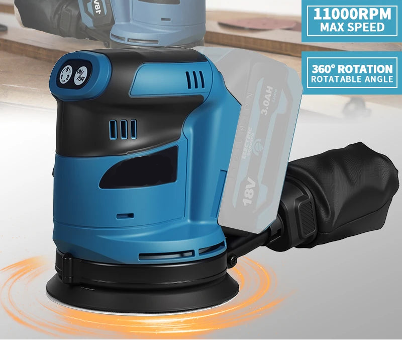 Cordless Brushless Random Orbital Sander 125mm 18V Variable Speed for 18V Lithium Battery Skin Only