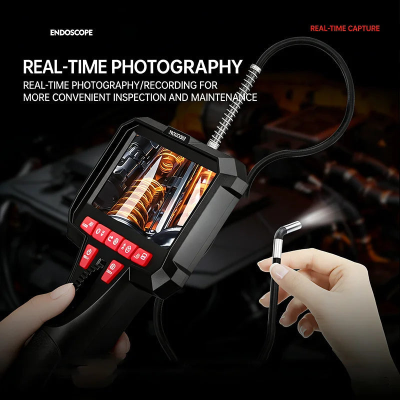360 Articulating Borescope 1080P 6mm 4.5inch LCD Monitor Industrial Inspection Camera Diesel Engine Inspection Pipeline Aviation