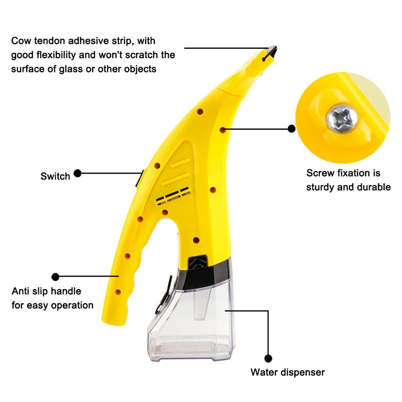 Cordless 3-in-1 Window Vacuum Cleaner with Spray, Wipe & Squeegee for Glass, Mirrors & Tiles