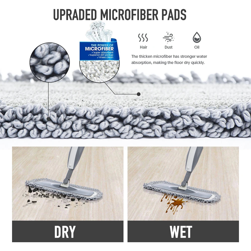 Magic Spray Mop with Reusable Microfiber Pad 360° Rotating Head for Wooden Floors Kitchen Window Cleaning Tool