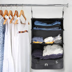 Portable Hanging Travel Storage Organizer with Compartments for Clothes and Accessories