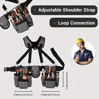 Heavy Duty 22 Pocket Tool Belt with Suspenders Adjustable Utility Work Belt for Construction and Repairs