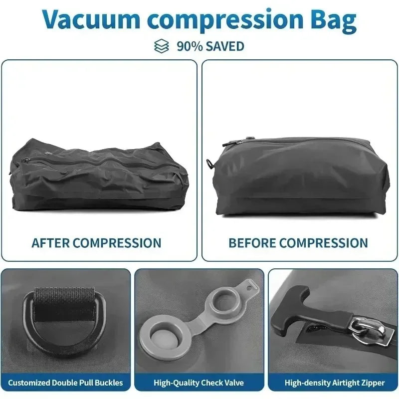 Portable Vacuum Compression Travel Bag 17L Reusable Waterproof Clothing Storage with Air Pump